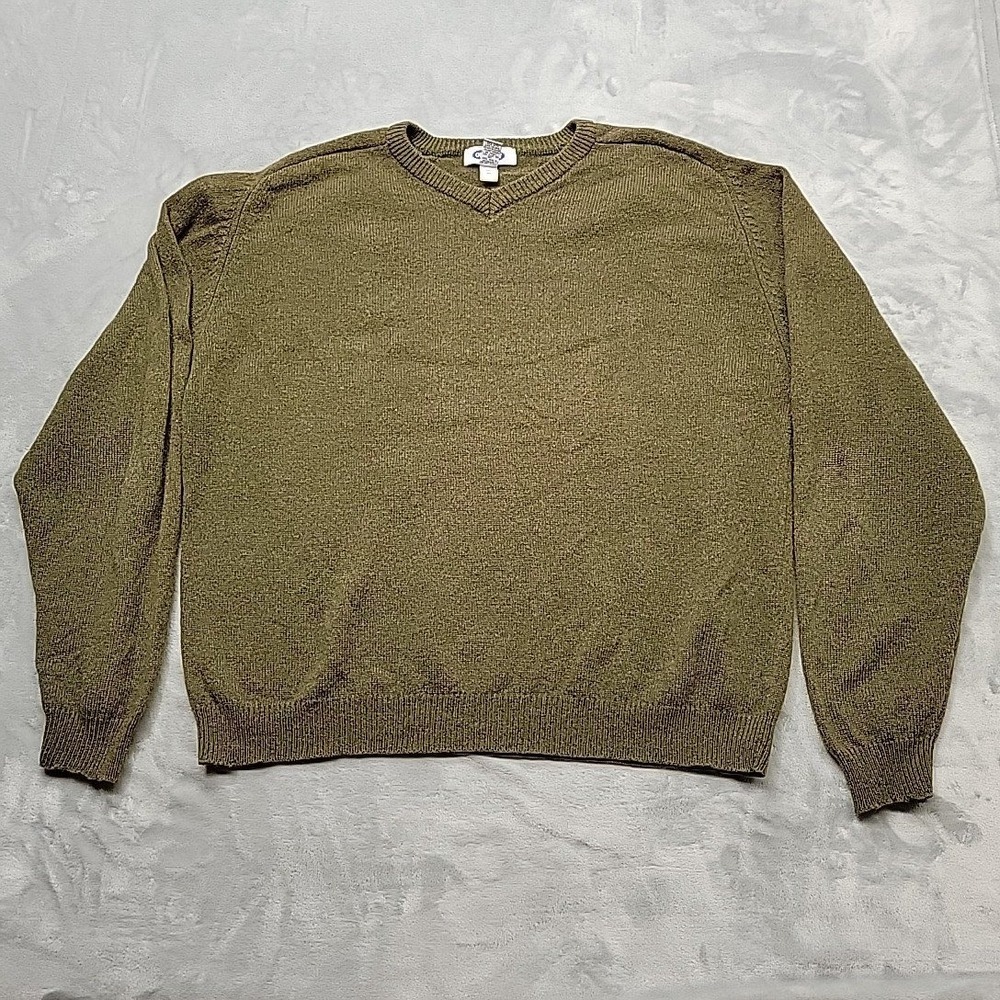 Old Navy Sweater Men XXL Green V Neck 100% Lambswool Pullover Casual Warm Winter